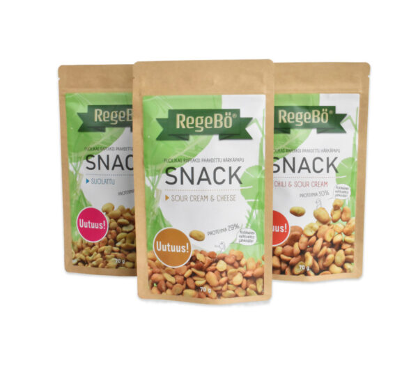 RegeBö Snack: 10 tuotetta ISOKASA, 10X70g=700g. 20! lounaan proteiinimäärä. (Ravitsemussuosituksen mukaan).